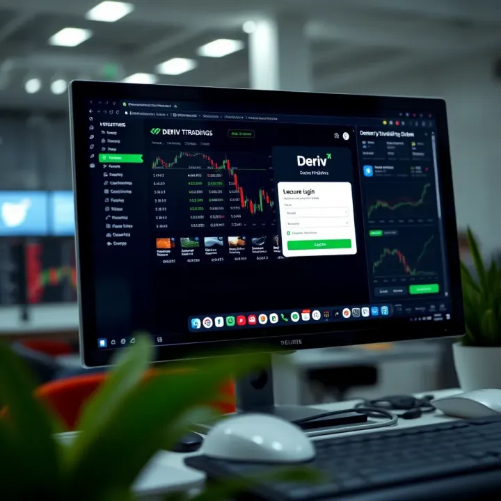 Secure login interface of Deriv trading platform on a computer screen