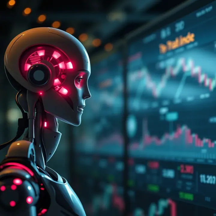 Conceptual illustration of AI in finance showing risk management and ethical considerations