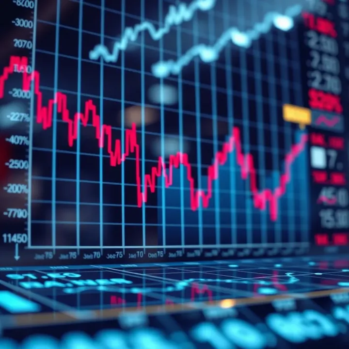 Graph depicting a sharp decline in financial market indices during a major economic downturn