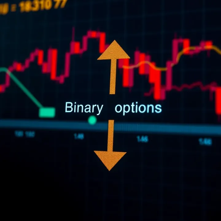 Diagram showing the concept of binary options trading with upward and downward arrows