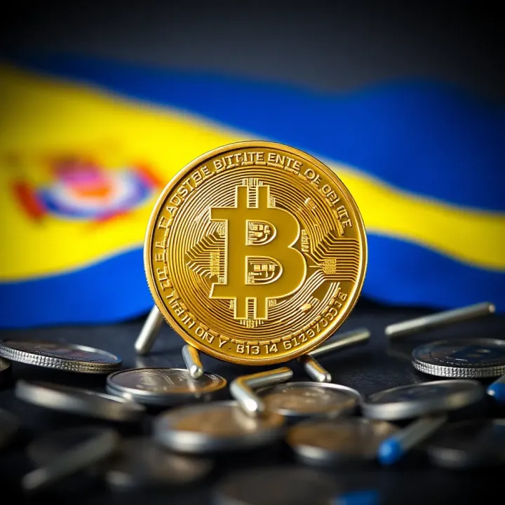 Digital representation of Bitcoin coin over a Colombian flag background symbolizing cryptocurrency adoption in Colombia