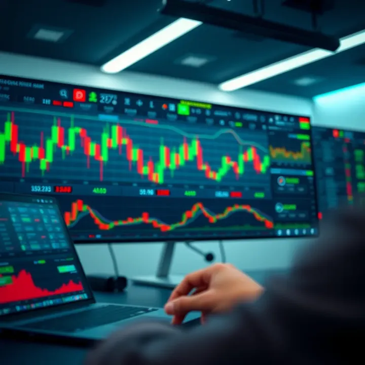 Interface displaying automated cryptocurrency trading charts and signals on BitQT platform