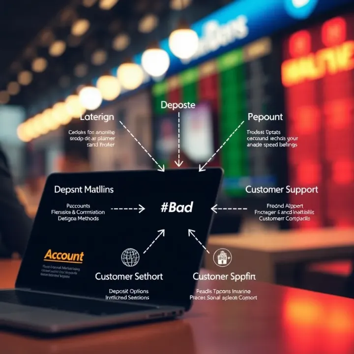 Diagram illustrating BlackBull Markets account types, deposit methods, and customer support features