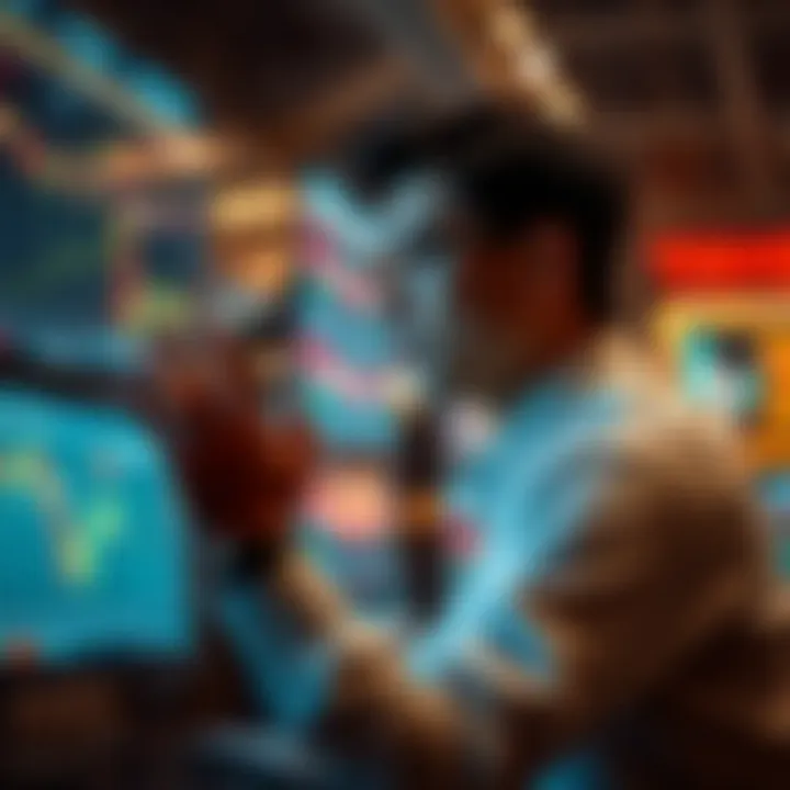 Ben Zhou analyzing technological data on digital screens