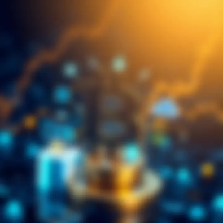 Digital illustration of Bitcoin symbol with regulatory icons and technological elements