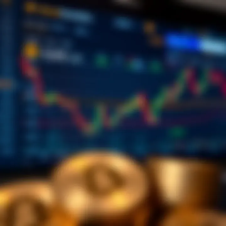 Graph showing cryptocurrency market trends and Bitcoin Revolution app interface