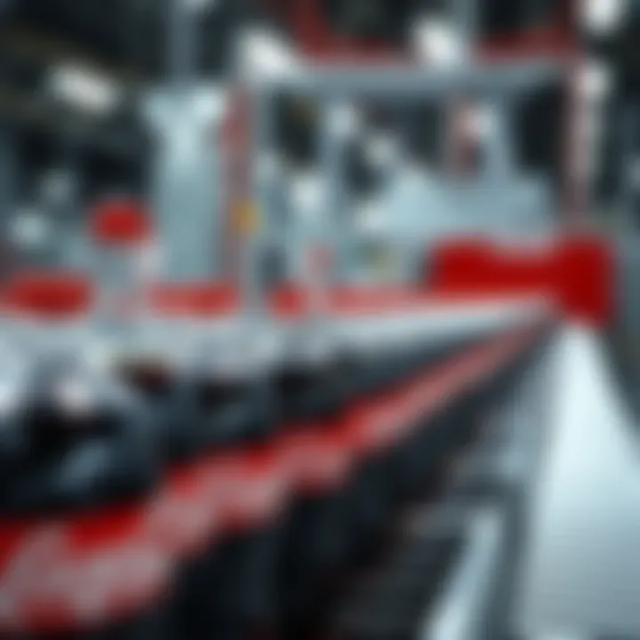 Bottles of Coca-Cola lined up on a conveyor belt in a modern production facility demonstrating advanced manufacturing capabilities