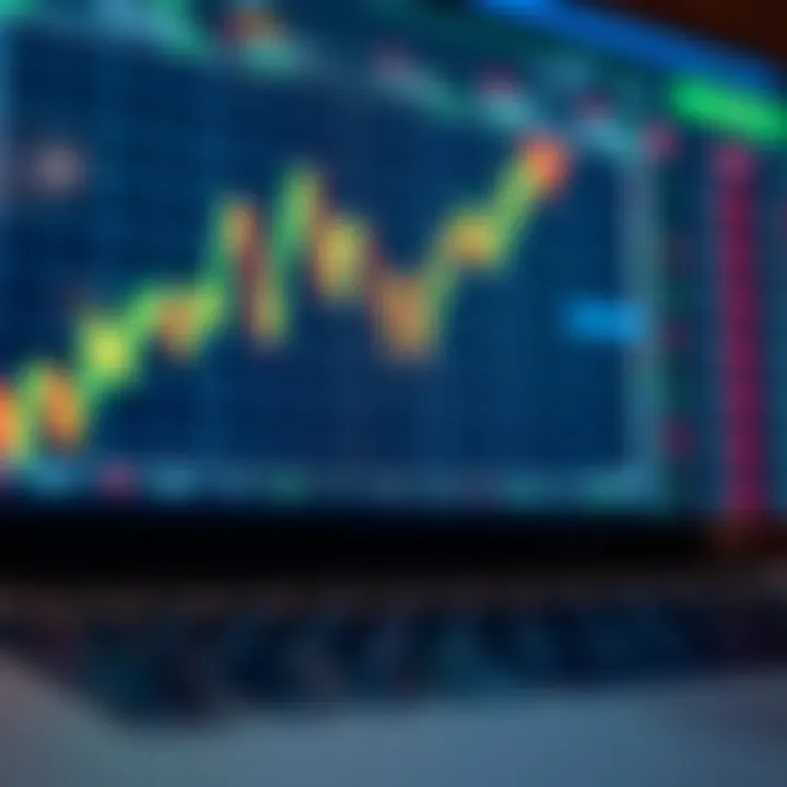 Graph showing upward trend in financial market with digital stock charts