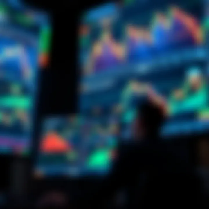 Cryptocurrency trading charts displaying market trends and price fluctuations on digital screens