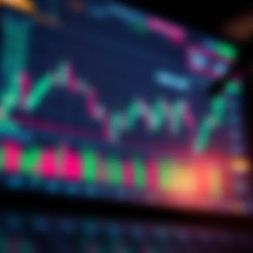 Digital chart displaying cryptocurrency market trends and trading volumes