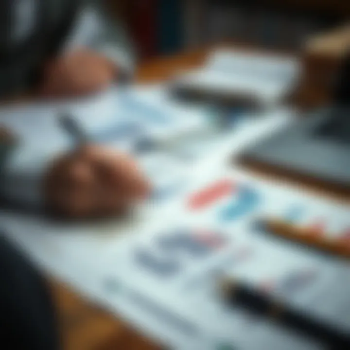 Strategic planning with financial documents, charts, and clear goals
