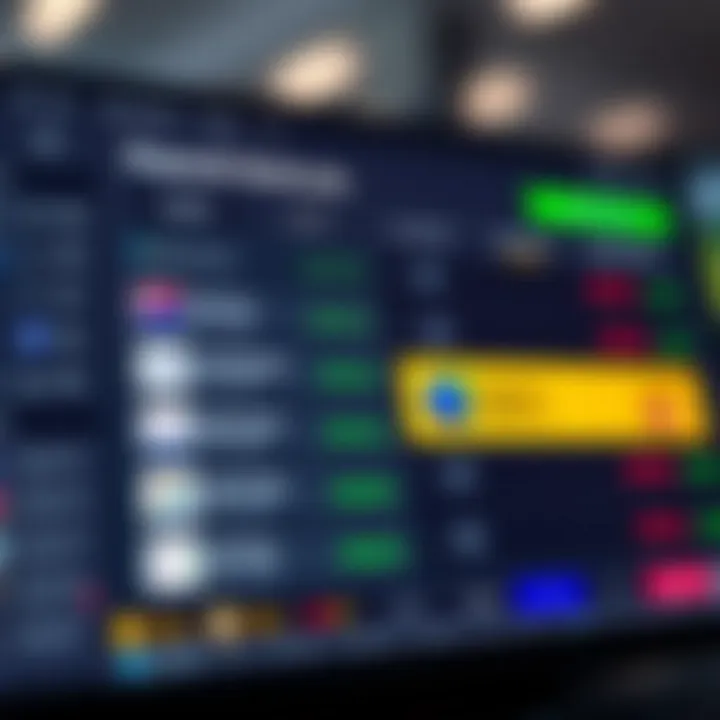 Digital screen showing various payment options for online trading platform