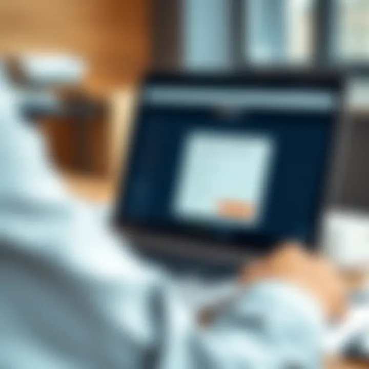 User filling out an online form on a laptop screen with clear interface elements