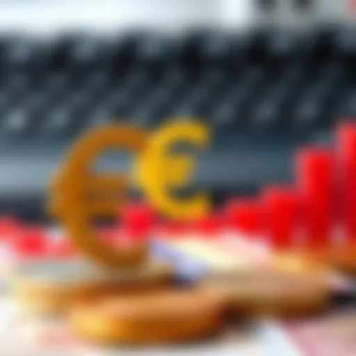 Graph showing the exchange rate rise of the euro against the Colombian peso