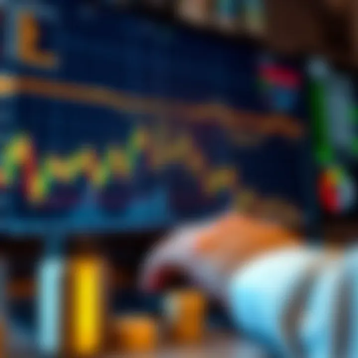 Graph illustrating binary trading options with rising and falling trends