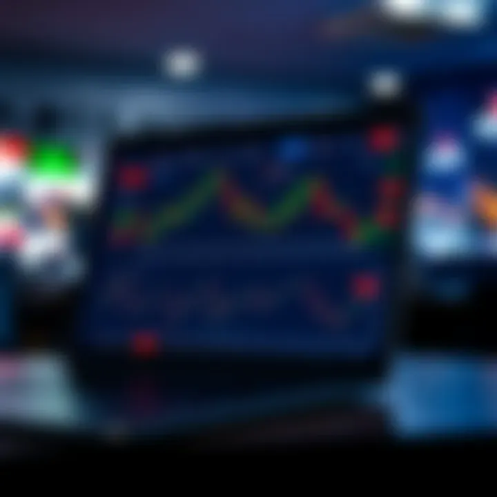 IQ Option Desktop Application Featuring Trading Charts Laptop screen showing the IQ Option desktop application with trading charts and options