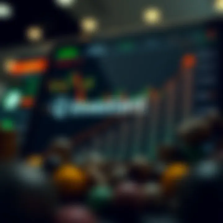 Graphical representation of investment growth and financial tools available on a digital trading platform