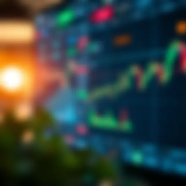 Digital Trading Platform with Market Charts Digital trading platform interface displaying various financial assets and market charts