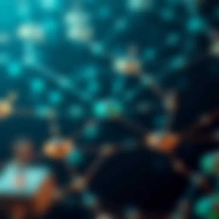 Illustration of blockchain network with interconnected nodes representing Polkadot ecosystem and market factors
