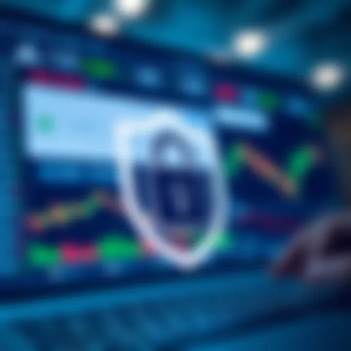 Secure online transaction interface on trading platform screen
