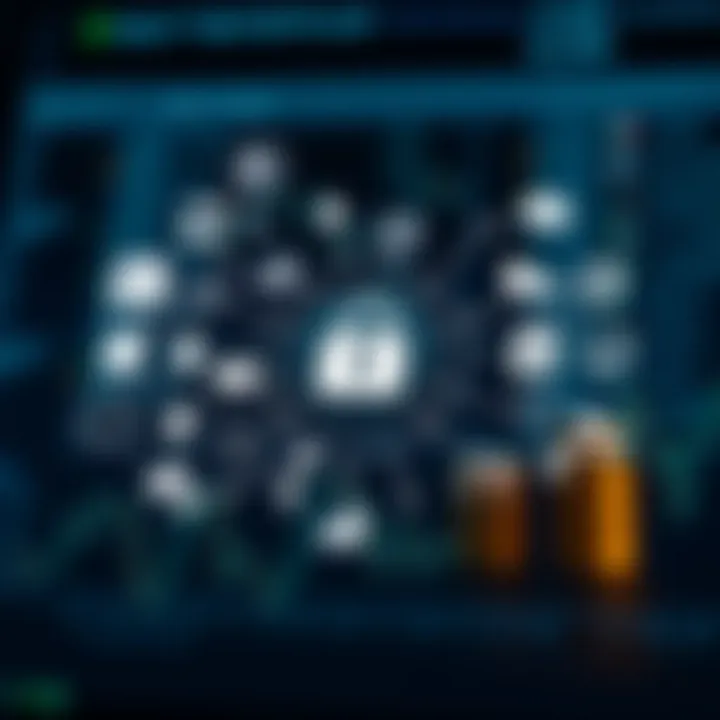 Illustration of risk management concepts with portfolio diversification and security icons