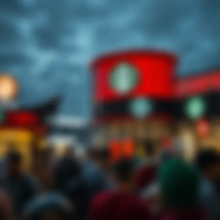 Global coffee shop chains competing in a crowded market with unique branding and customer experiences