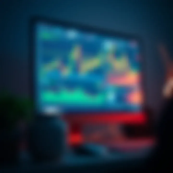 Close-up of software interface showing live market analysis and trading tools on a computer screen