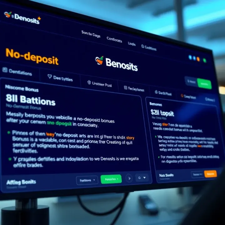 Illustration showing a financial broker platform offering no-deposit bonuses with clear terms and conditions