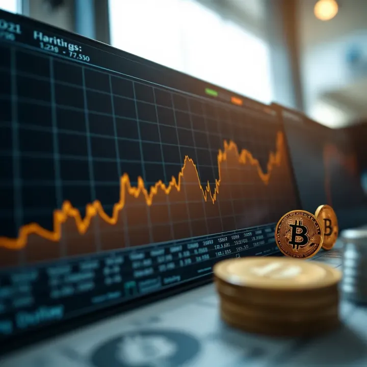Graph showing recent Bitcoin price fluctuations against US Dollar