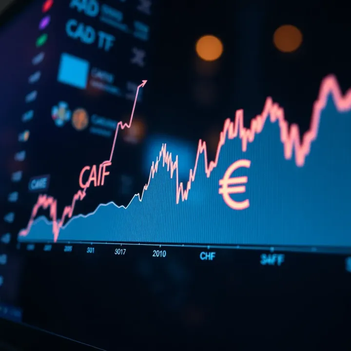 Graph illustrating the exchange rate fluctuations between CAD and CHF over time