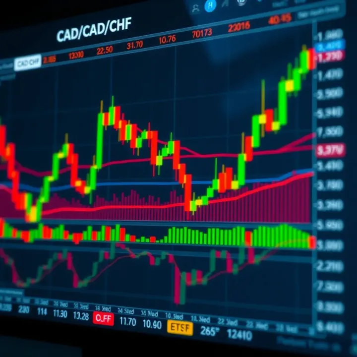 Chart showing technical indicators and key factors influencing CAD to CHF currency movements