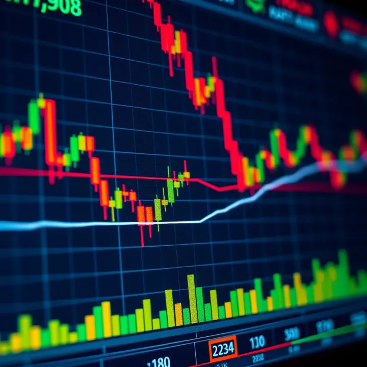 Forex trading chart showing pip movements and calculations