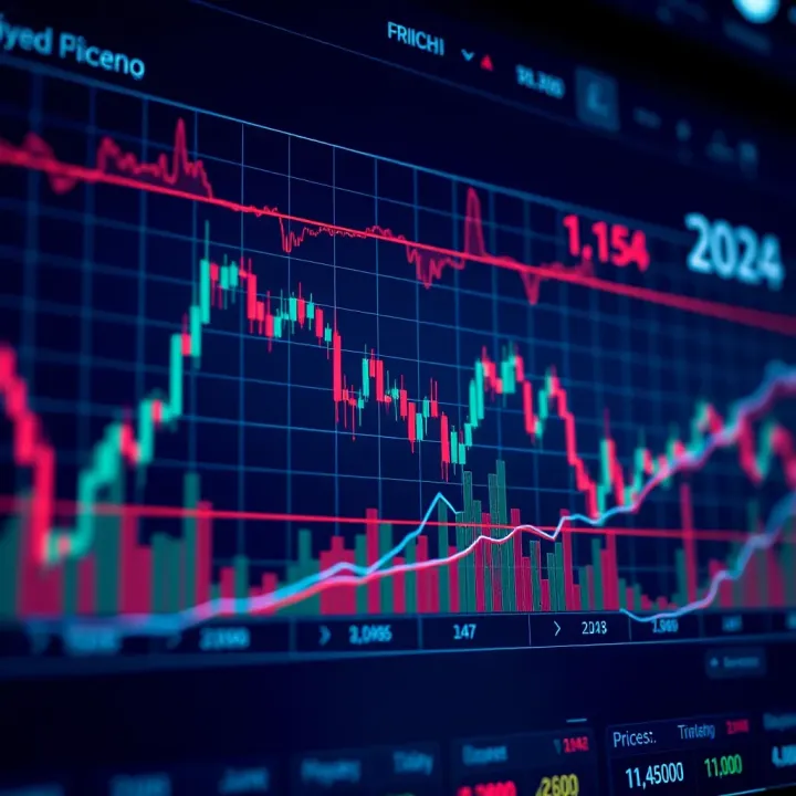 Graph showing Cardano price fluctuations with technical indicators and trend lines