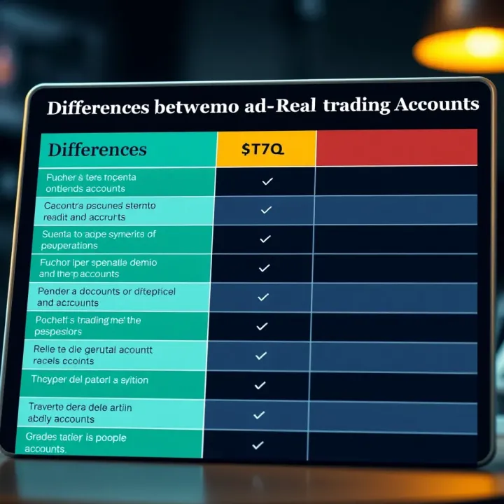 Comparison chart illustrating differences between Pocket Option demo and real trading accounts