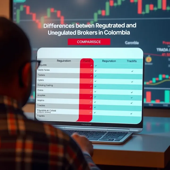 Differences Between Regulated and Unregulated Brokers in Colombia Comparison chart illustrating differences between regulated and unregulated brokers in Colombia