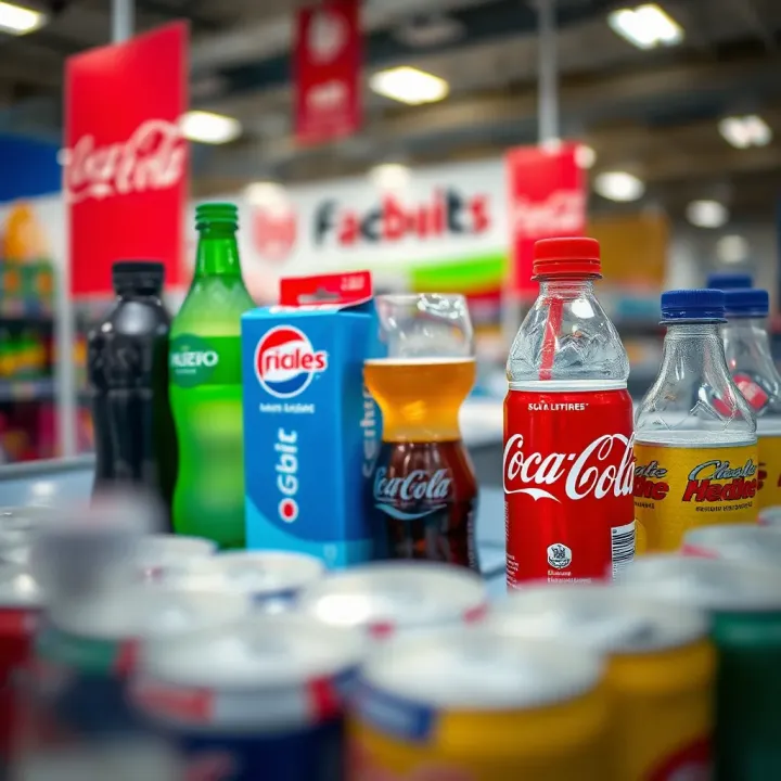 Global beverage market with prominent soft drink brands and diverse products