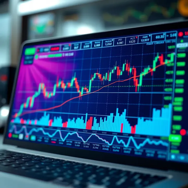 Graph showing algorithm-based automated trading strategies with chart and digital data