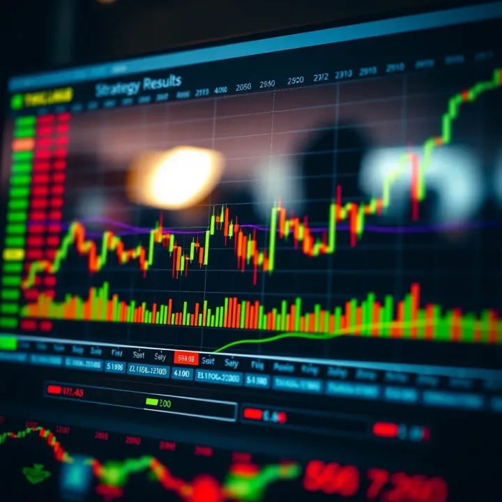 Trading Strategy Simulation Results Visualization Graph showing simulated trading results over time for strategy testing