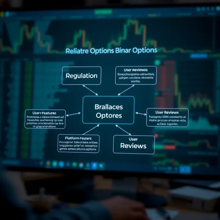 Diagram illustrating the selection criteria for trustworthy binary options brokers including regulation, platform features, and user reviews