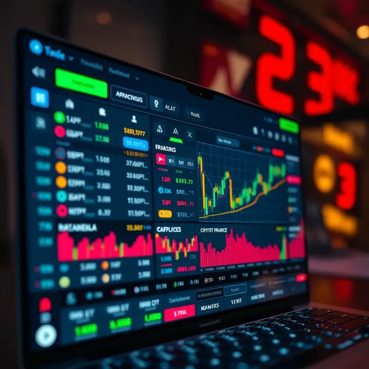 Interface of a secure cryptocurrency trading platform with various coin options and trading tools