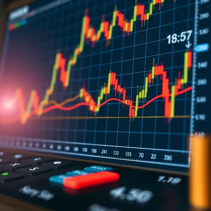 Graph showing index trading with risk management calculations