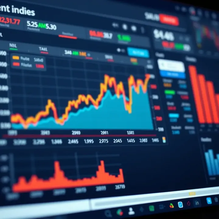 Graphical representation of synthetic indices trends on a digital financial dashboard