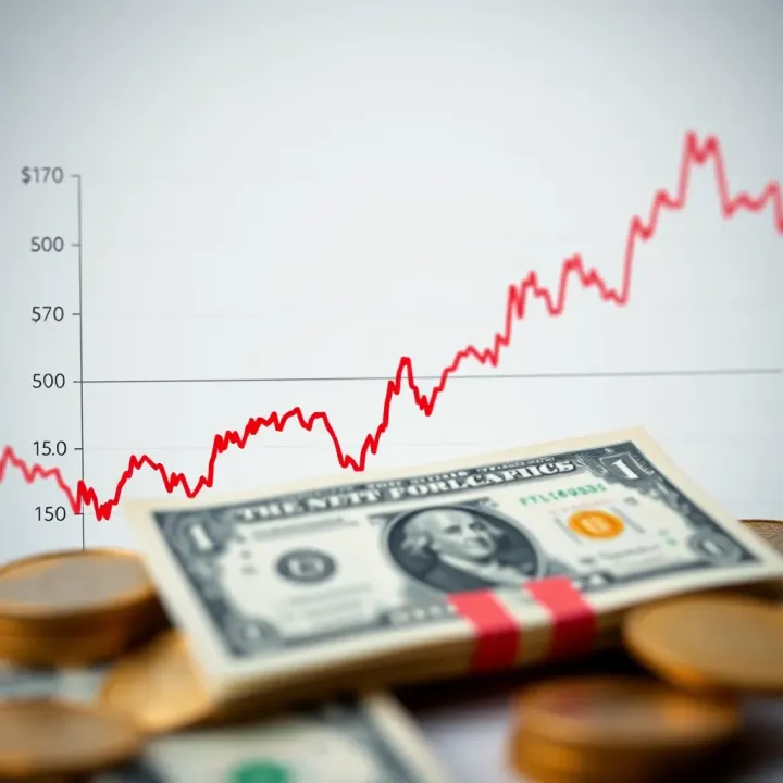 Graph showing fluctuating exchange rates between Colombian peso and US dollar