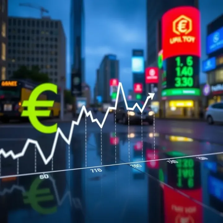 Graph showing fluctuations of euro to Colombian peso exchange rates over time