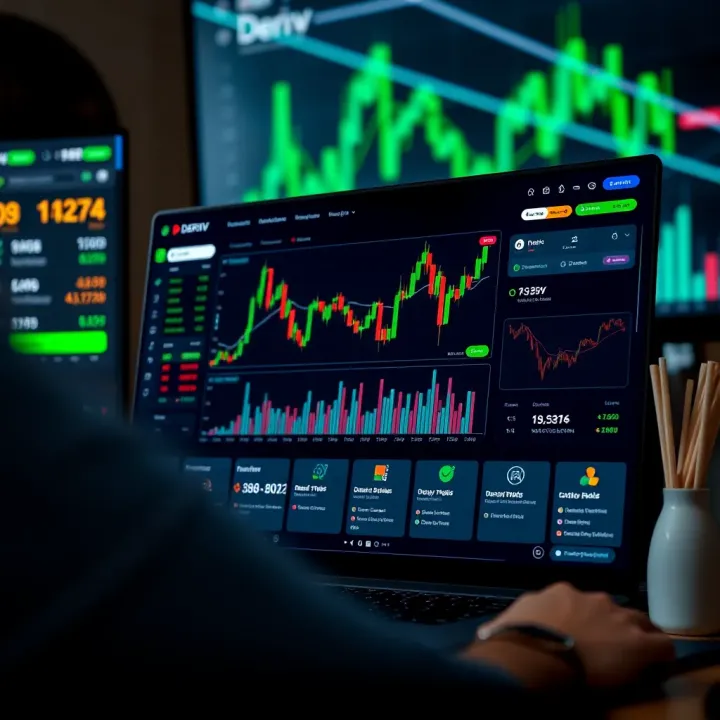 Deriv Demo Account Dashboard Overview Deriv trading platform demonstrating a demo account dashboard with charts and trading options