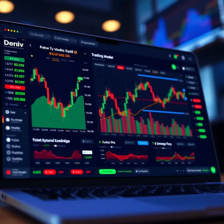 Deriv platform displaying live market data and trade execution options integrated with TradingView analytics