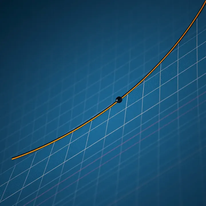 Graph illustrating the concept of a derivative as the slope of the tangent line to a curve at a given point