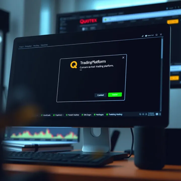 Quotex Trading Platform Installation on Computer Computer screen showing Quotex trading platform installation window