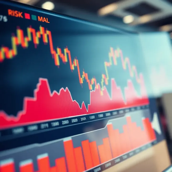 Graph showing fluctuating derivative market trends with highlighted risk management zones