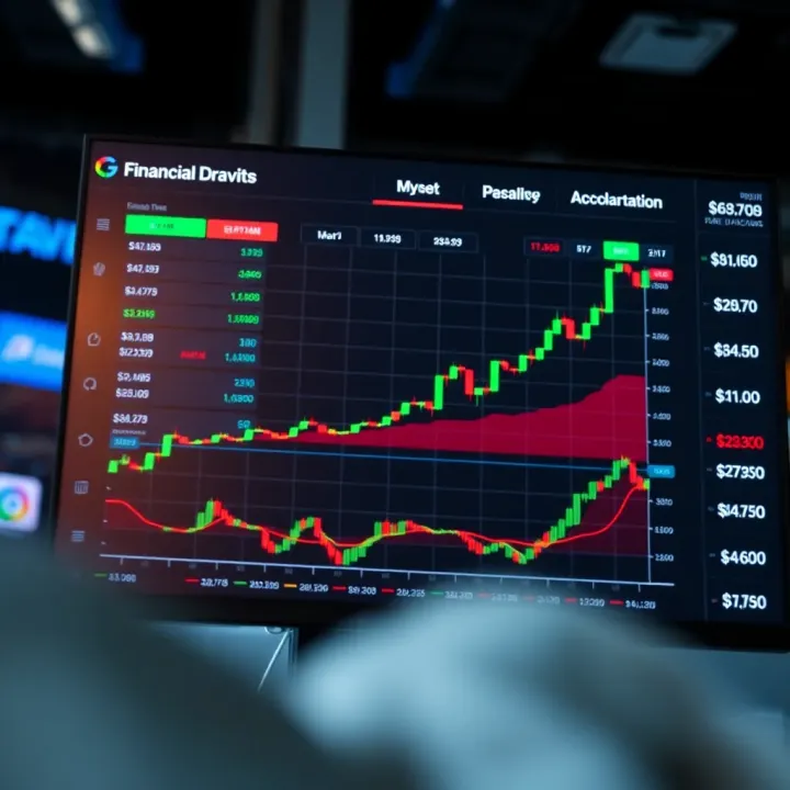 Graphical representation of financial growth and risk analysis on a digital screen
